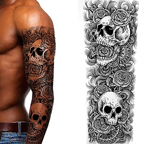 Tatodays 2 x Privremena tetovaža pune rubne lubanje gotički štap na karoseriji Art Transfer za žene i muškarce