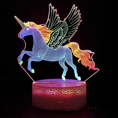 REALAZ Unicorn Noćna lagana igračka za djecu, 3d lampa jednoroga koja mijenja boju, pratnja spavanja