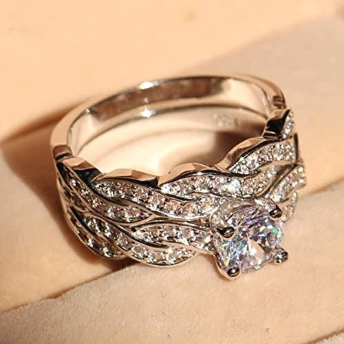 Prstenovi za teen momke Ženska srebrna cirkonija okrugli rez pasijans angažman prsten obećavaju prsten vjenčani