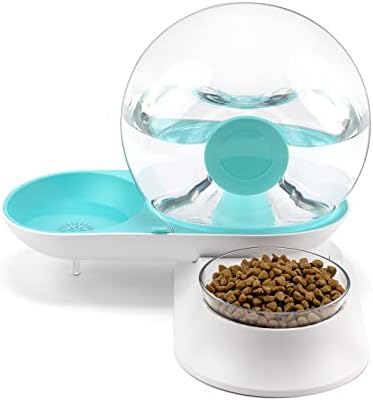 Vayugo Set posuda za vodu i hranu za kućne ljubimce sa automatskom bocom za dozator vode za mačke, 2,8 L/0,74
