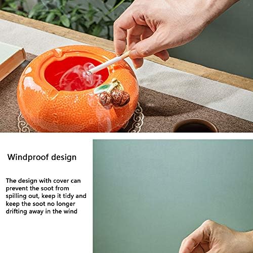 Yuanflq pepeljara za keramičku naranču od pepela keramike sa poklopcem velikih kapaciteta Vjetrootporna kutija