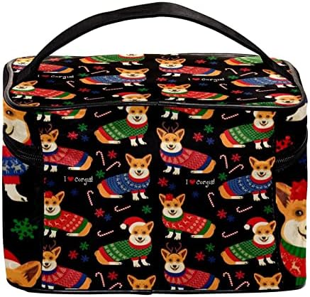 Warmfm božićna ljubav korgi pse šminke torbe prijenosne putne dvostruke patentne kopče kozmetička