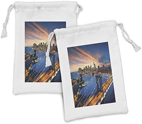 Ambesonne pejzažna torba za tkaninu 2, američki grad zalazak sunca nad Manhattan i Brooklyn Bridge Cityscape