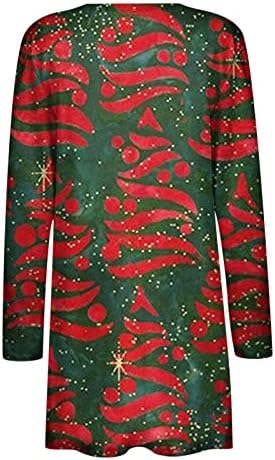 Ženski kaput od midi kardigan Božićni ispisani prednji otvoreni labavi Ležerne prilike dugih rukava bluza