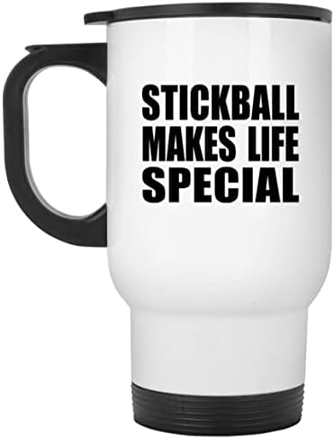 DesignSicy Stickball čini život posebnim, bijelim putne mlicom 14oz nehrđajući čelik izolirani pump, pokloni