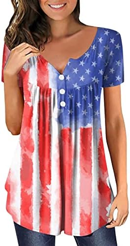 Ženske košulje kratki rukav Dan nezavisnosti za žene Plus Size Američki 4. jul štampani V izrez