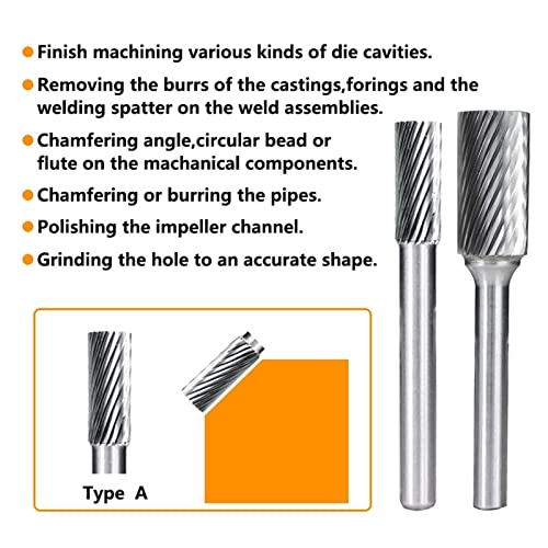 Rotacione turpije 6mm Shank Tungsten Carbide prečnik bita 16-25, 4 mm Jednostruki rotacioni neravnine