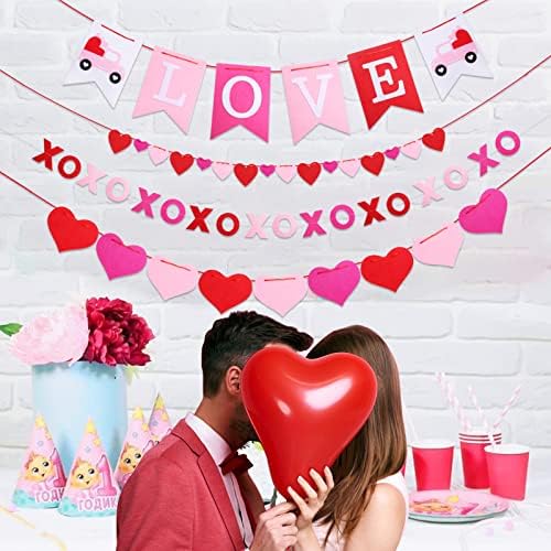 Valentines Dan Decor Felt Heart Garland Dekoracije banera za kućnu mantel-ovu obljetnice za zabavu