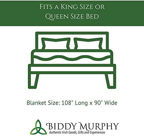 Biddy Murphy, irski vuneni pokrivač, velik kralj Veličina 90 x 109 inča, tradicionalni stil,