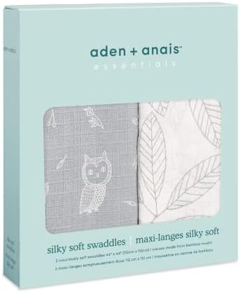 Aden + Anais Essentials Silky Softwle Baby pokrivač, pamuk bambusov muslin, veliki 44 x 44