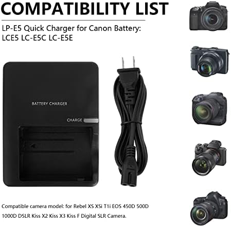 LP-E5 Brzi punjač za Canon Battery: LC-E5E EOS kompatibilan pobunjenički XS XSI T1i EOS 450D