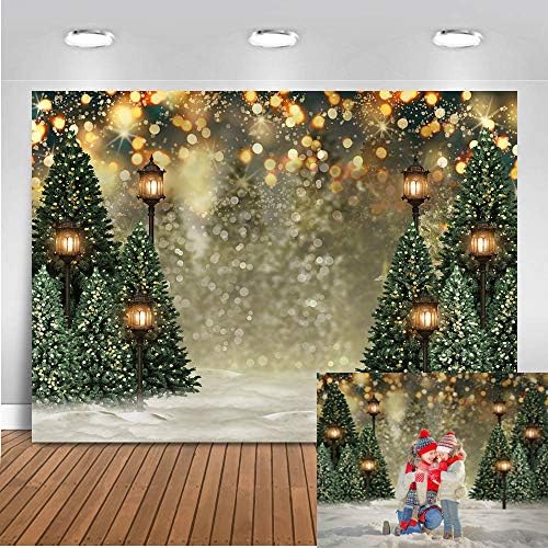 Mocsicka 10x8ft zimski Božić pozadina za fotografiju Božić Glitter Bokeh zeleni Bor Tree lampe