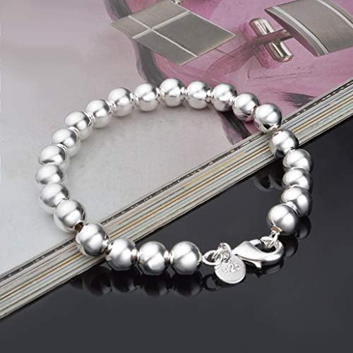 Boemski nakit za žene Ženski nakit 8mm Srebrni perlirani lančani narukvica modne dame Pribor