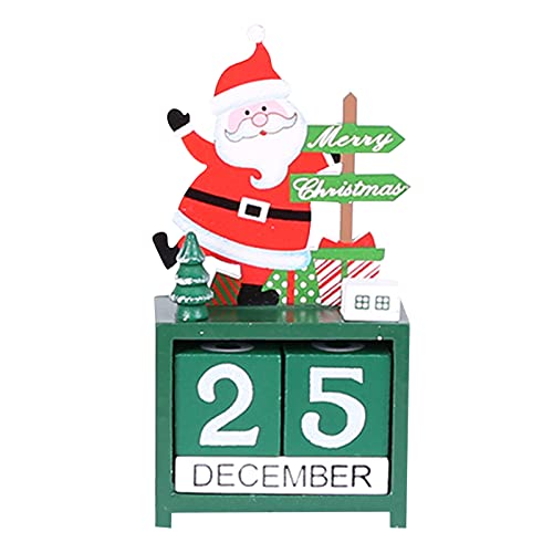 Božić Drveni Odbrojavanje Desk Kalendar Slatka Crtani Snjegović Santa Claus Retro Ručno Uređenje Kućne Kancelarije