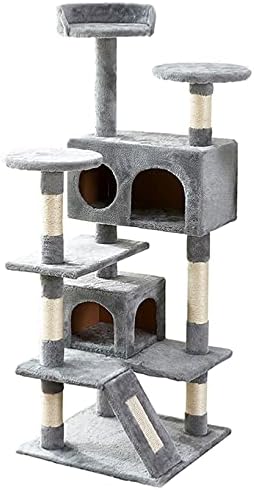 Cat Tower, 52.76 inča mačje drvo sa Sisal daskom za grebanje, višeslojni stan za mačje drvo sa Podstavljenom