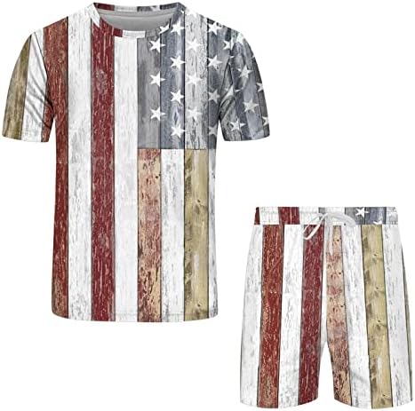 Muškarci kratkih rukava odjeća za plažu Udobnu patriotsku majicu i kratke hlače Modna američka država zastava