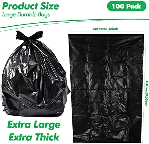 100 kom 65 galona Extra velike vreće za smeće, crna teška gužva za smeće, radovi, vrećice za smeće vrećice za