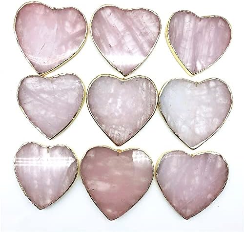 Seewoode AG216 1pc Natural Pink Crystal Heart Coaster Electroplate Aura Polirani kameni kućni