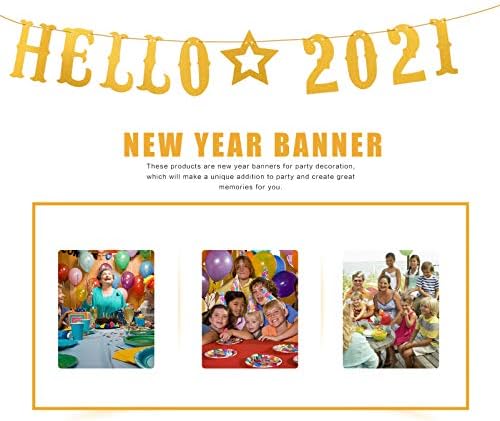 Nuobesty Photo Banner 2 setovi sretne novogodišnje banere Golden Glitter 2021 Baner Sretna Novogodišnja
