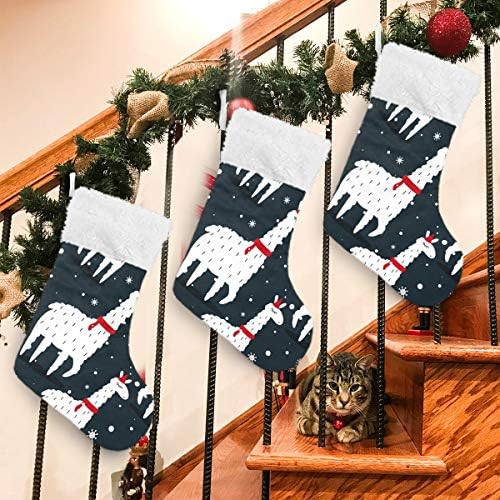 Alaza Božićne čarape LLAMAS SNOW Classic Personalizirani veliki ukrasi za čarape za obiteljski odmor Sezona