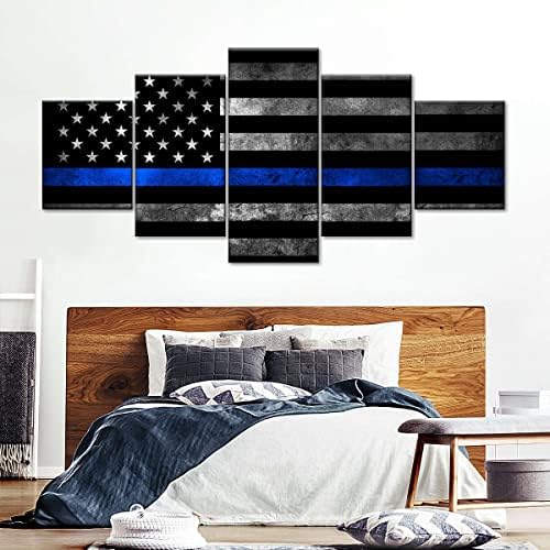 5 komada platna zidna umjetnička slika Policijska Zastava umjetnička djela za spavaću sobu dnevni
