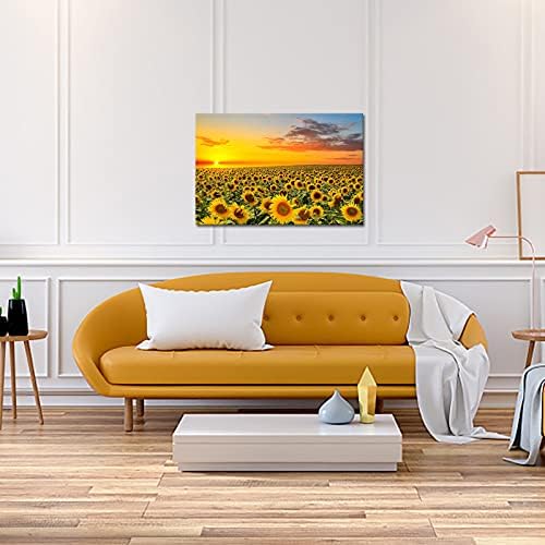 ArtKissMore suncokretov zid umjetničke slike - lijep žuti cvijet Sunrise panoramski pejzaž platno