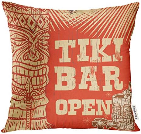 Golee bacač jastuk narančasta Vintage Drveni znak Tiki bar Otvoreni partijski plaža Dekorativni jastuk Kućni