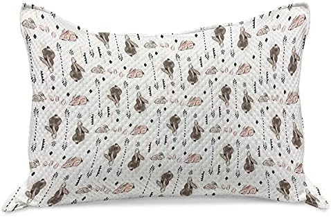 Lunaristički raskinjeni jastuk, zečevi sa aztec stilom Geometrijski strelice Bunny jaja Boho Style Ručni crtež,