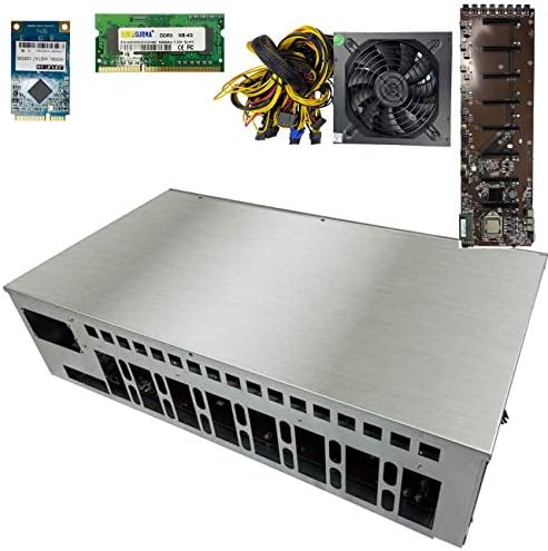 BitcoinMerch.com -Ready-to-Mine 8 GPU Mining Frame Rig sa matičnom pločom + CPU + RAM + SSD + PSU uključen
