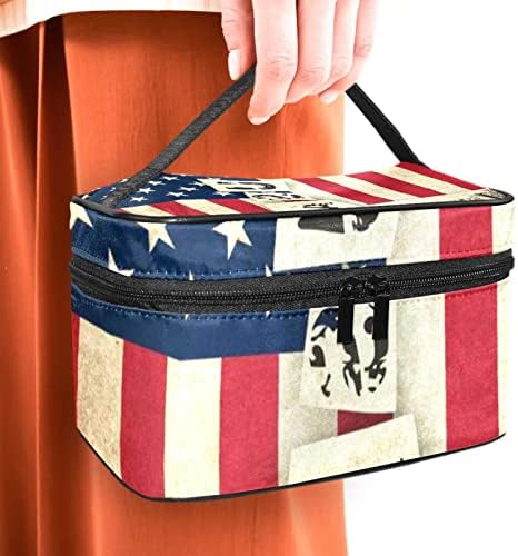 Guerotkr torba za šminku, toaletna torba, toaletska toaletska vrećica, šminke za žene, američka zastava Retro