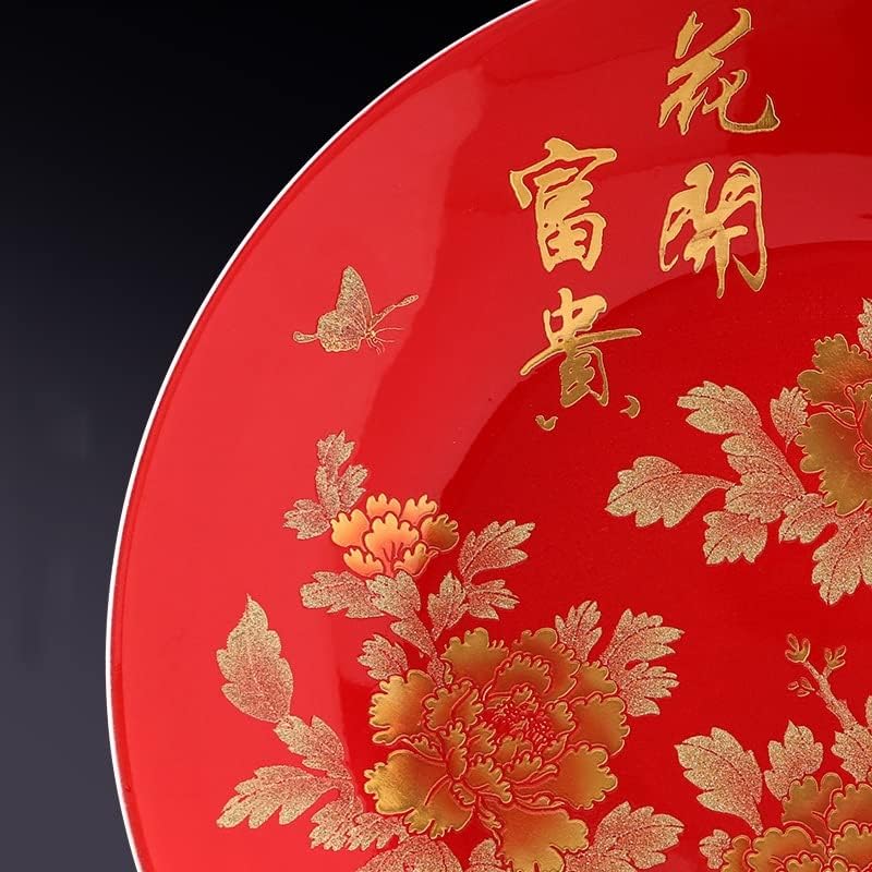Czdyuf porculan peony velika viseća ploča ukrasna ploča kineski stil ukras za kućne trijeme ured
