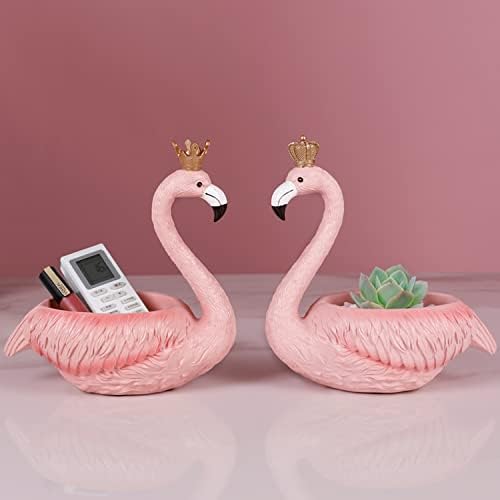 Boomlatu Creative Resin Flamingo Statue Nakit Držač Key Bowl Organizator za ulaz, stol, dom,