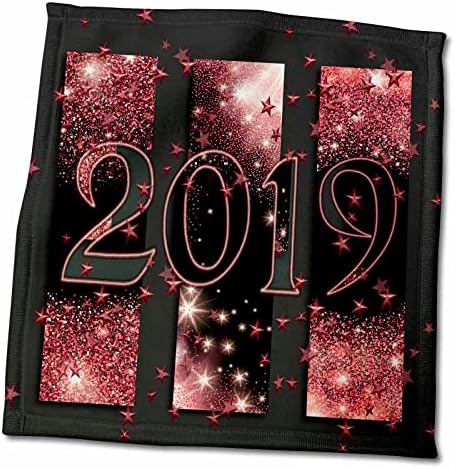 3Droza 2019. godine, nove godine, crvena, ružičasta i siva sa zvijezdama i sjajem - ručnici