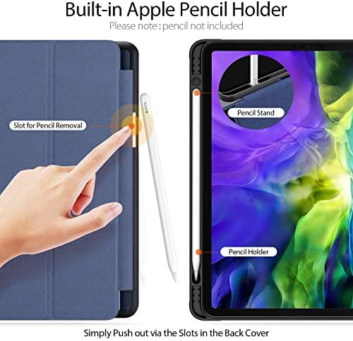 iPad Pro 12.9 Case 2020/2018 sa držačem olovke, ultra tanak pametni magnetni poklopac s mekim TPU nazad,
