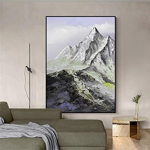 ZJHYXYH ručno oslikana Snow Mountain krajolik debela uljana slika pogodna za porodični dnevni boravak