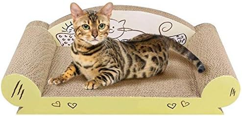 RUIXFLR žuta mačka za grebanje valovita kartonska Lounge jastučić za grebanje mačića, 60×25×13cm, žuta