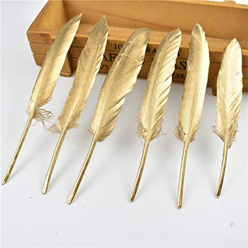TTNDstore Umočeno zlatno pačje perje Gusje perje za 10-15cm/4-6inch Bijelo prirodno perje fazana