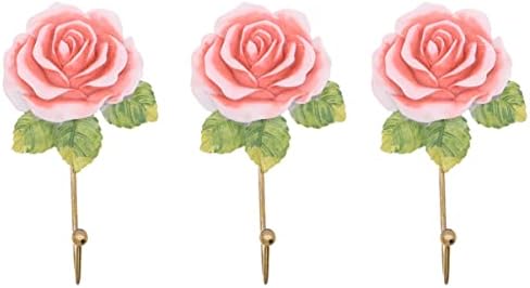 ALIPIS HOME Decor Metal vijenac 3pcs Rose Cvet Rose Resin Zidne kuke Rose Cvjetni kaput Kukice 3D Cvjetni zidni