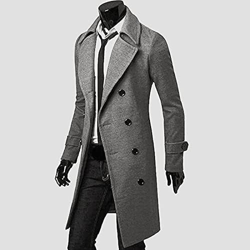 Oioloyjm Muški kaput 2023 Fit Slim narezani ovratnik dugački jakni kaput Jednoj grudi graškom kaputa
