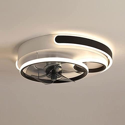 Isssptyb 19.7 inčni modernog stropnog ventilatora sa lampicom i daljinskim crnim bijelim prstenom 32W LED stropni