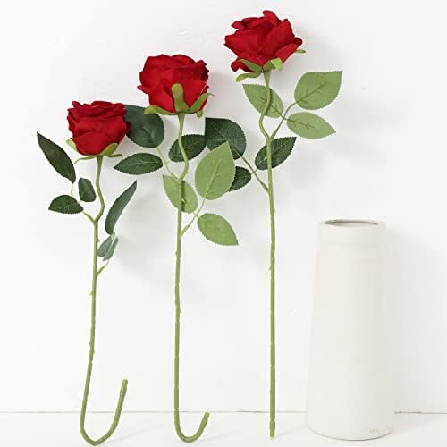 CloudEcor 15pcs Umjetni ruže Velet Real Touch Single Stamp lažne ruže svileni realnijski buket cvjetovi aranžmani