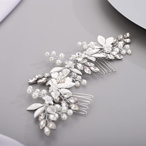 Chargances Bridal Flower Pearl češalj za kosu vjenčanje srebrni Kristal list kosa strana Vine češalj Moda