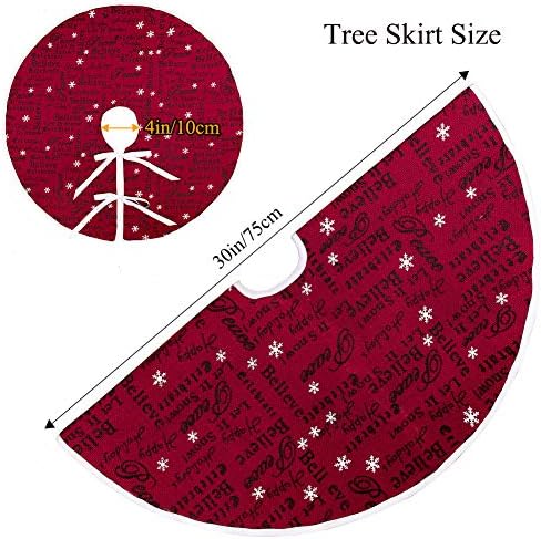 Macting suknje za božićne drvce, 30 inča Burlap Red Xmas suknja sa drvećem sa crnim slovima i bijelim