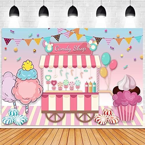 Candy Shop Candyland Djevojka Birthday Party Ružičasti pozadina za sladoled Salon Backdrop Ljetni