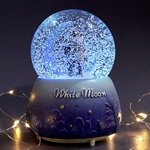 LMMDDP Creative Color Lights plutajuće snježne pahulje bijele mjesečeve parčiće Crystal Ball Music Box Tanabata