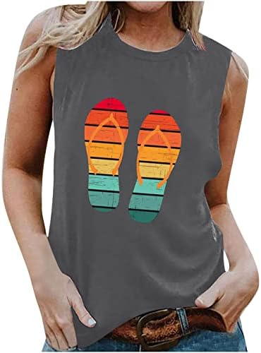 Košulja za bluze za vrat za posade za dame Jesen Ljeto bez rukava 2023 odjeća od pamučne grafike Cami Tank