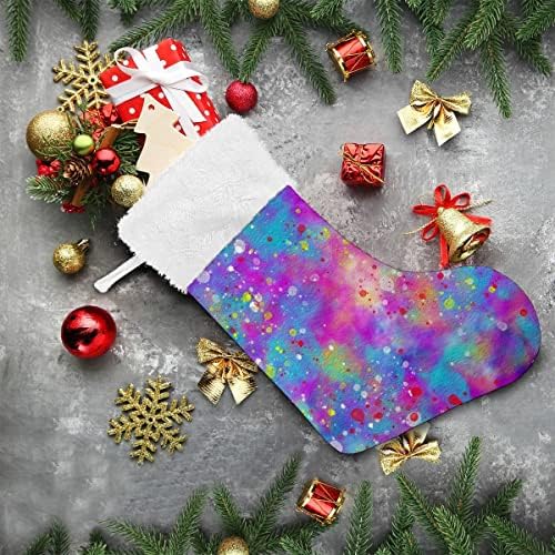 Božićne čarape Šareno apstraktno ulje slika ljubičasta plava bijela plišana manžetna Mercerizirane baršunaste