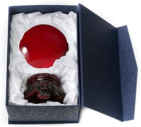 Amlong kristal 3 inčna ljubičasta kristalna lopta sa crvenim drvenim klizama i poklon kutijom za ukrasnu kuglicu,