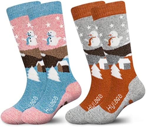 Hylaea Merino vunene čarape za skijanje djece, tople termalne skejne ploče za koljeno za dječake za dječake Djevojke