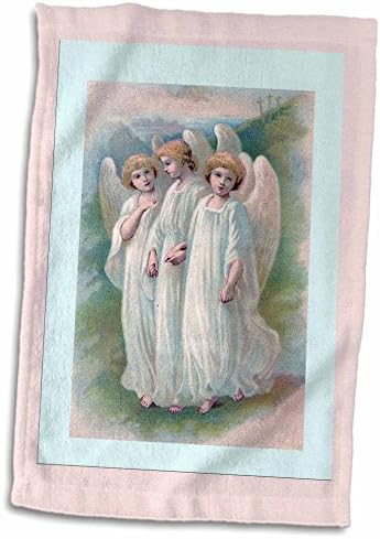 3droza Wlonene Vintage - osjetljiva uokvirena ružičasta n plava s anđelima - ručnici